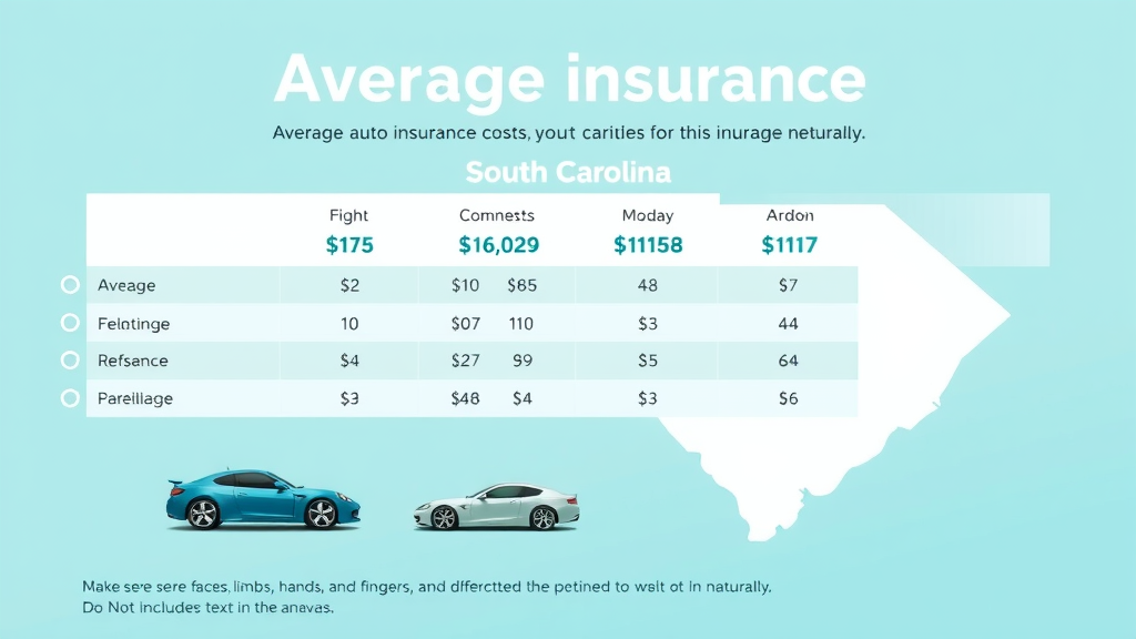 average monthly car insurance costs in south carolina infographic