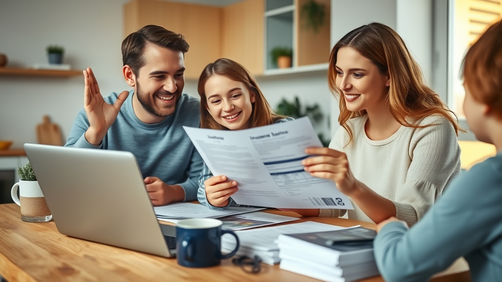 young family reviewing car insurance documents for cheap car insurance columbia sc