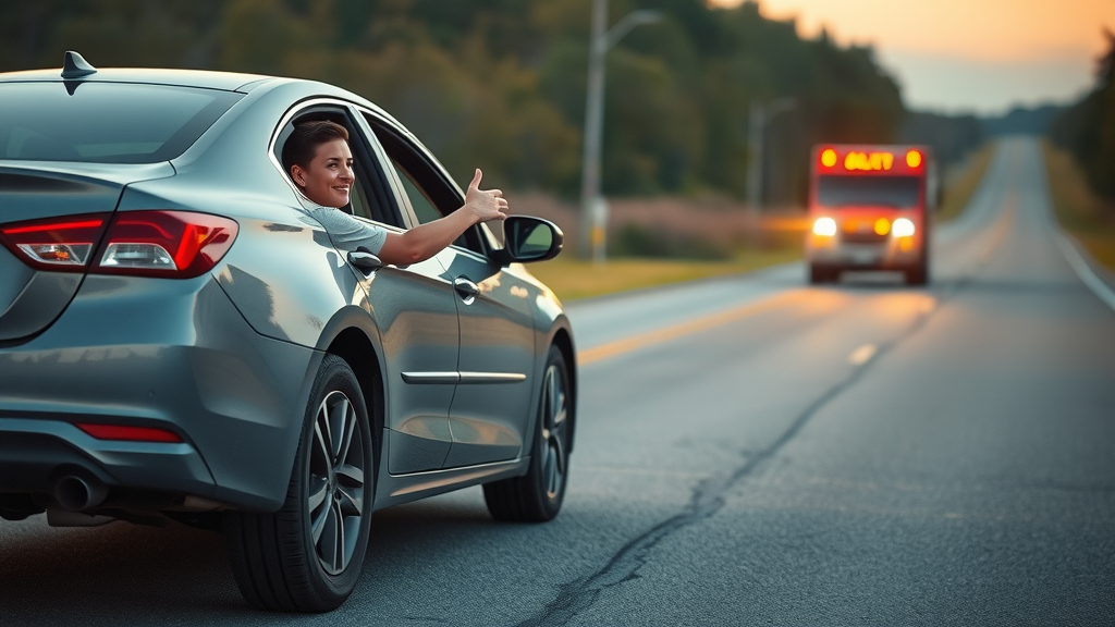 Stranded car on a rural South Carolina roadside, waiting for roadside assistance, reflecting the value of full coverage car insurance.
