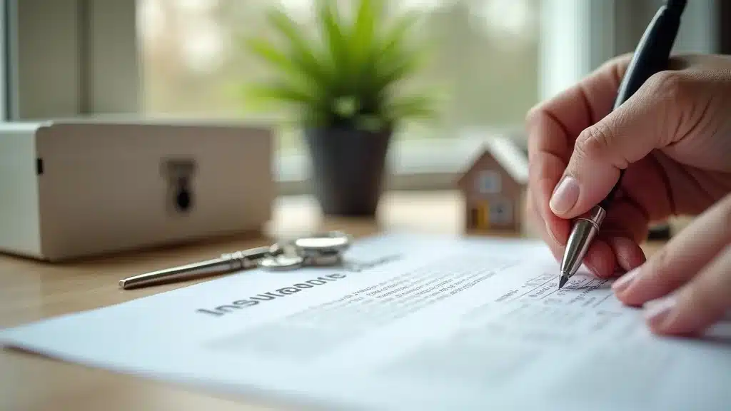 Homeowner signing home insurance document in Columbia SC for home protection coverage